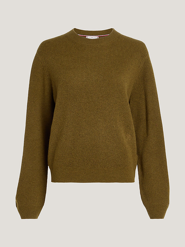 green wool cashmere ribbed relaxed jumper for women tommy hilfiger