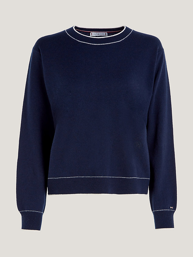 blue recycled cashmere relaxed jumper for women tommy hilfiger