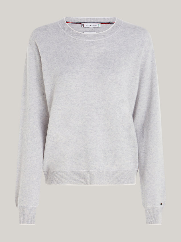 grey recycled cashmere relaxed jumper for women tommy hilfiger