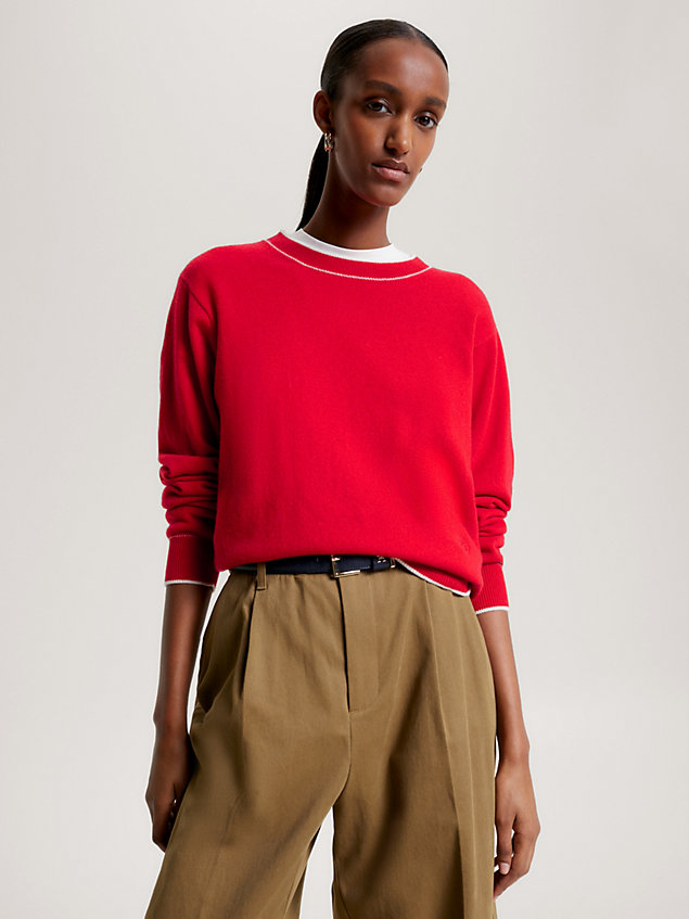 orange recycled cashmere relaxed jumper for women tommy hilfiger