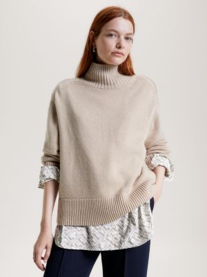 Beige turtle neck on sale jumper