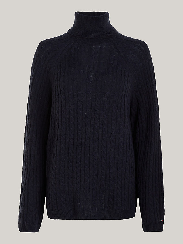blue relaxed fit coltrui van wol voor dames - tommy hilfiger