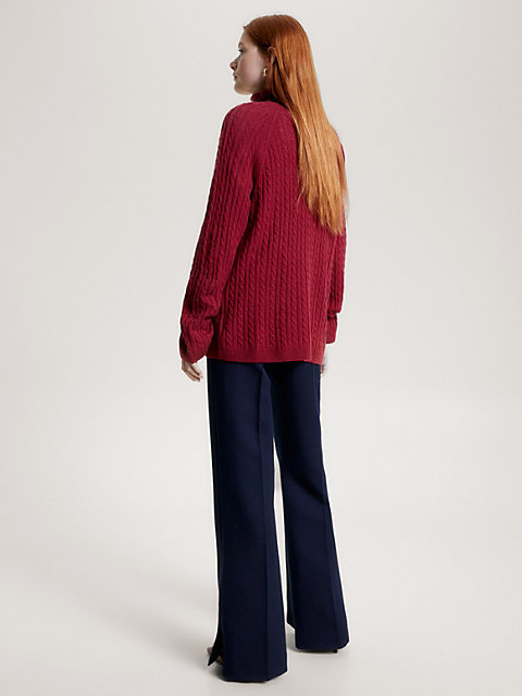 red wool roll neck relaxed jumper for women tommy hilfiger
