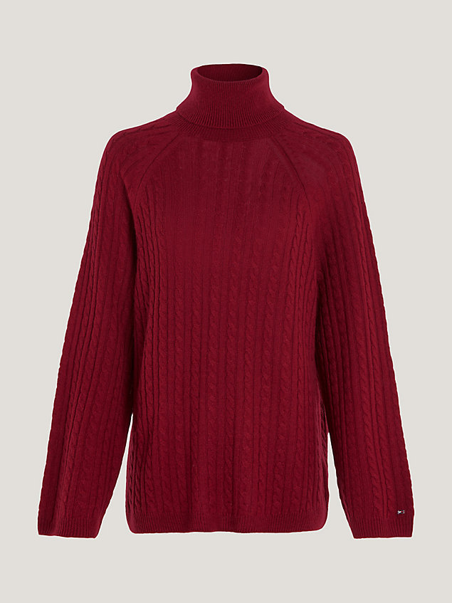 red relaxed fit coltrui van wol voor dames - tommy hilfiger