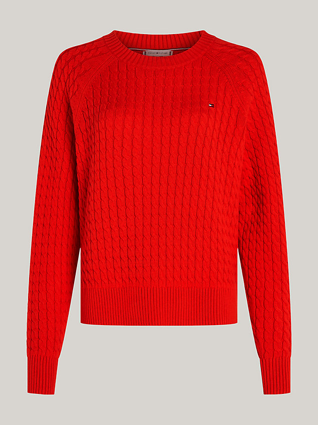 orange stripe mini cable knit jumper for women tommy hilfiger