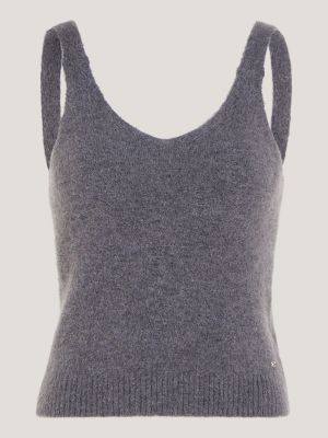 Camiseta de tirantes en mezcla de alpaca Gris Tommy Hilfiger