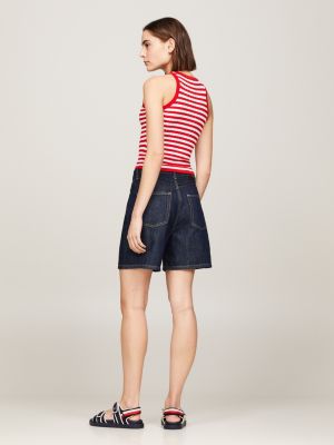 canotta a righe in maglia intrecciata rosso da donne tommy hilfiger