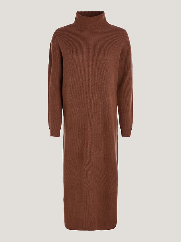 brown relaxed fit strickkleid aus woll-kaschmirmix für damen - tommy hilfiger