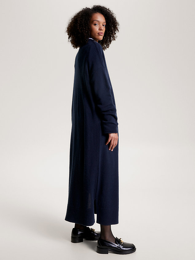 robe-pull midi décontractée en laine blue pour femmes tommy hilfiger