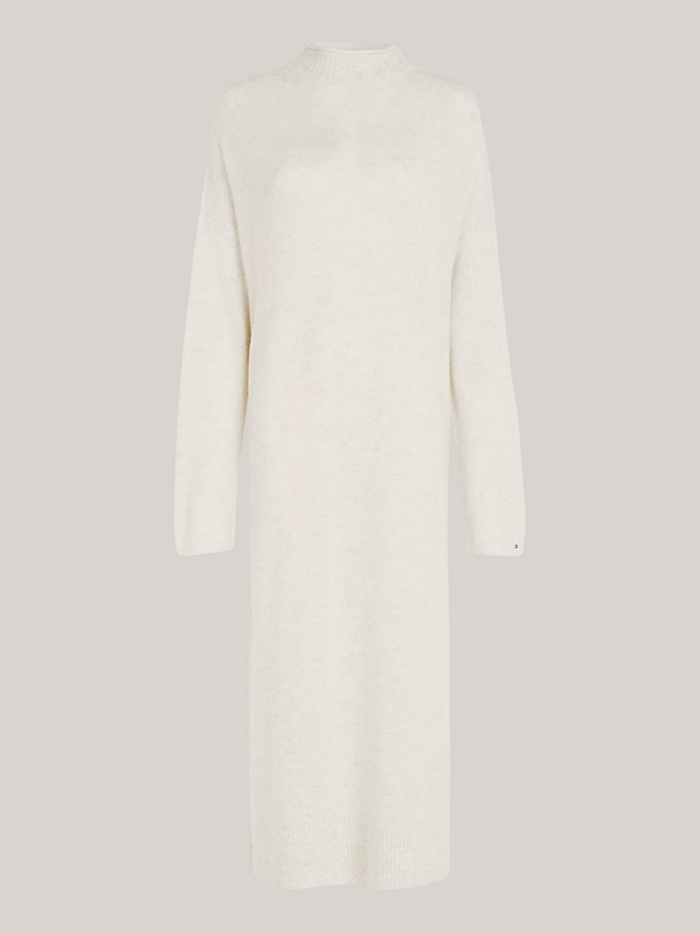 white wool relaxed fit midi jumper dress for women tommy hilfiger