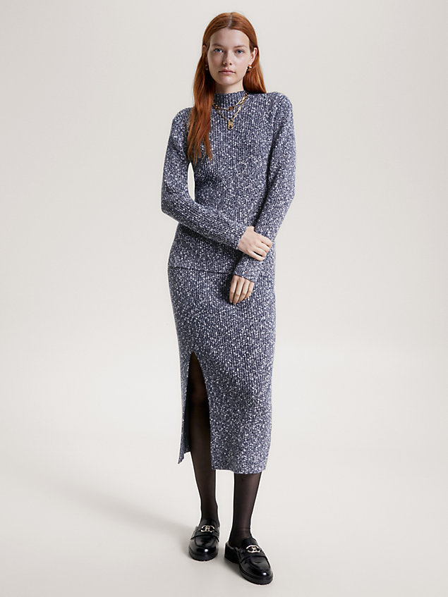 blue knit slim fit midi pencil skirt for women tommy hilfiger