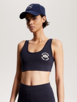 Buy Tommy Hilfiger Scoop Neck Mid Impact Sports Bra In Blue