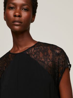 Tommy hilfiger black dress with store lace sleeves