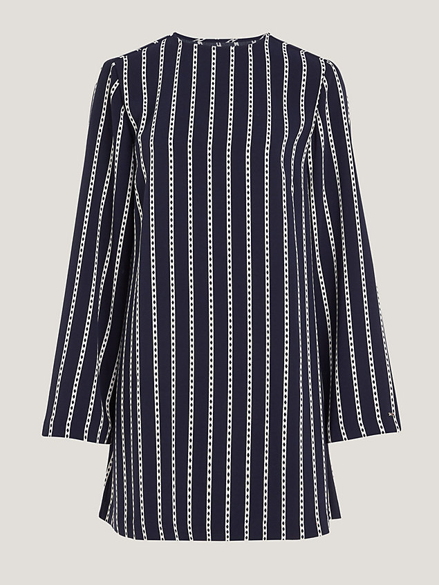 blue argyle stripe crepe relaxed shift dress for women tommy hilfiger