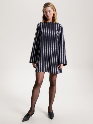 Argyle Blue Shift | Stripe | Tommy Hilfiger Dress Relaxed Crepe