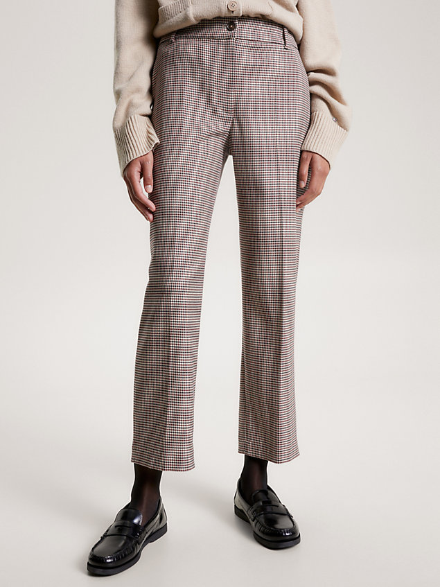 red check straight leg trousers for women tommy hilfiger