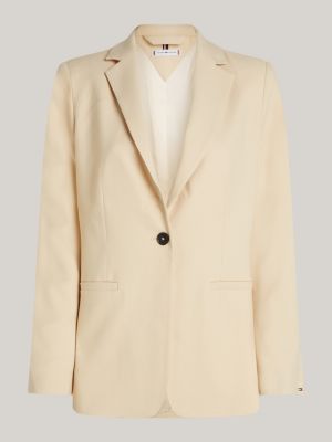 beige single breasted regular fit blazer for women tommy hilfiger