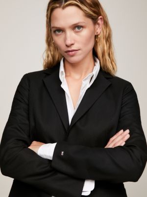 black single breasted blazer for women tommy hilfiger