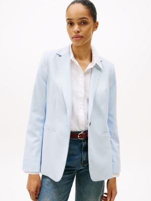 blue single breasted regular fit blazer for women tommy hilfiger