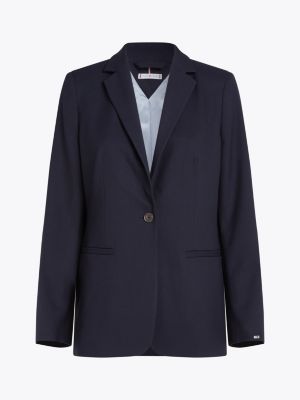 TH Monogram Single Breasted Regular Blazer, Blue