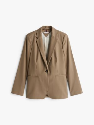 brown single breasted blazer for women tommy hilfiger