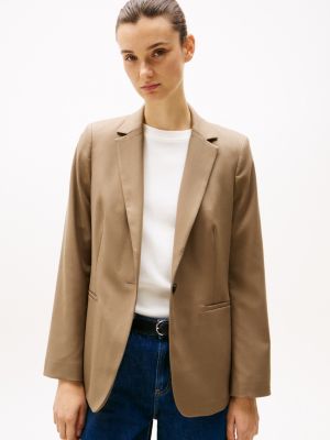 brown single breasted blazer for women tommy hilfiger