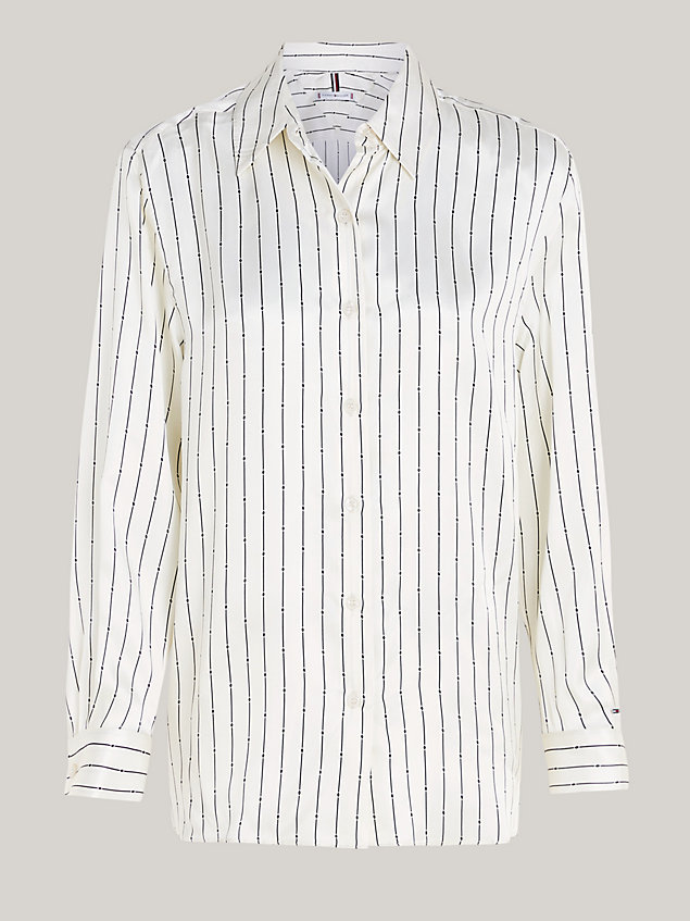 camicia relaxed fit in raso a righe white da donna tommy hilfiger