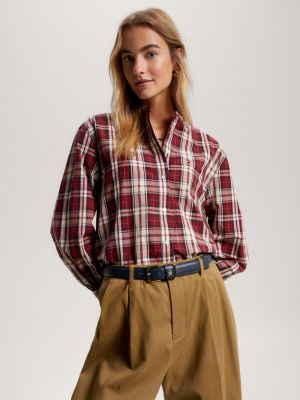 Tartan Check Dress | Shirt Hilfiger | Red Tommy V-Neck