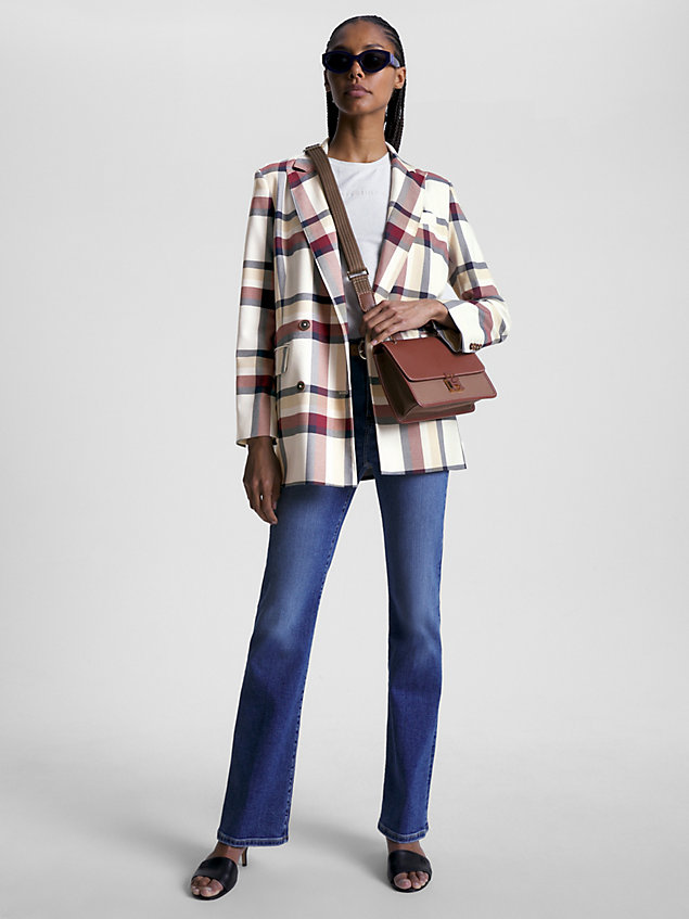 white check double breasted blazer for women tommy hilfiger