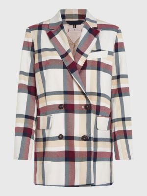 white check double breasted blazer for women tommy hilfiger