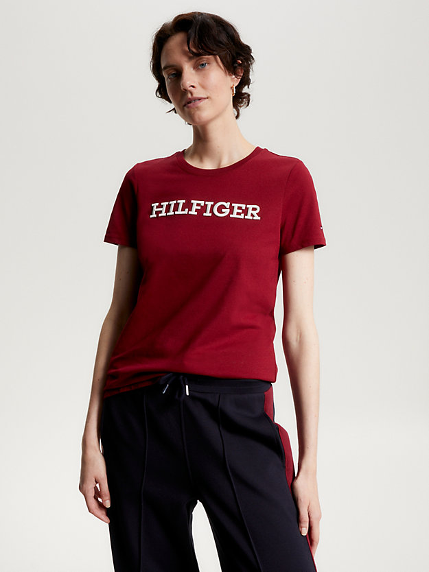 T-shirt Hilfiger Monotype con ricamo, Rosso