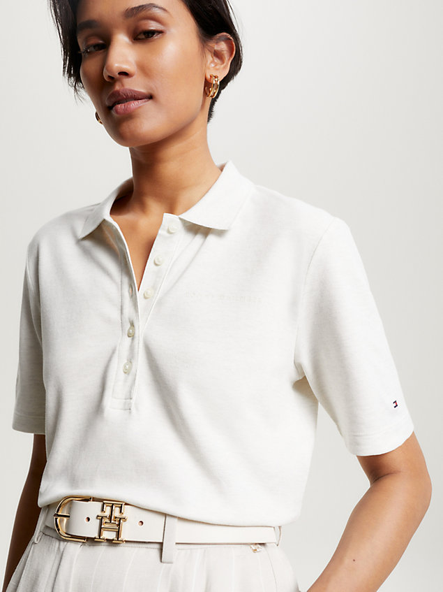 white signature logo regular fit polo for women tommy hilfiger