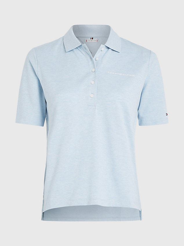 blue signature logo regular fit polo for women tommy hilfiger