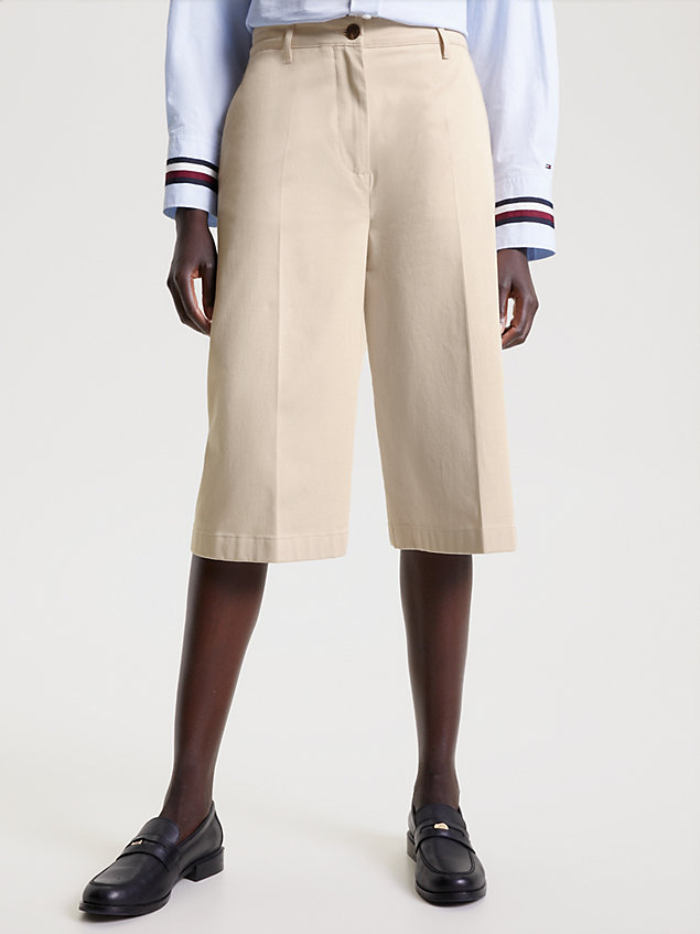 beige chino culotte shorts for women tommy hilfiger