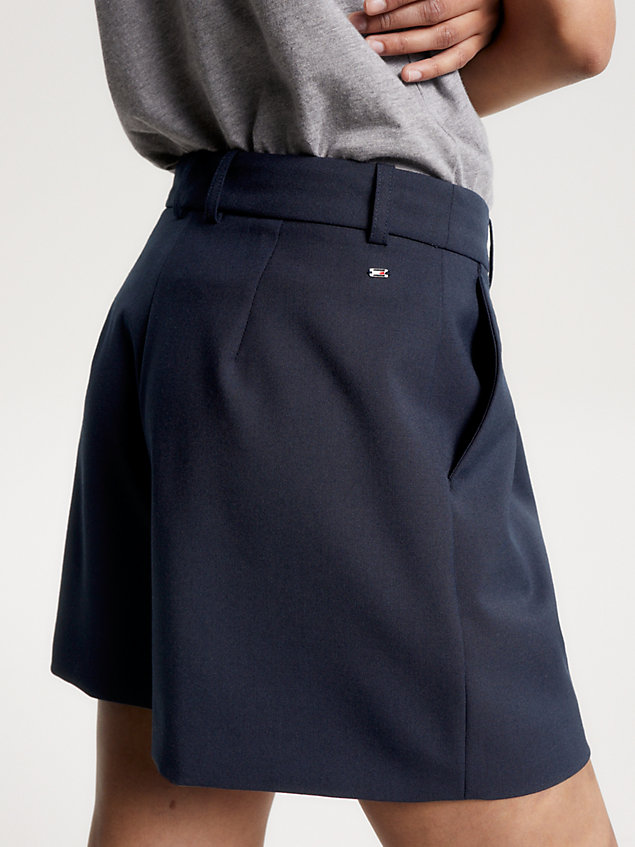 blue tailored relaxed fit twill short voor dames - tommy hilfiger