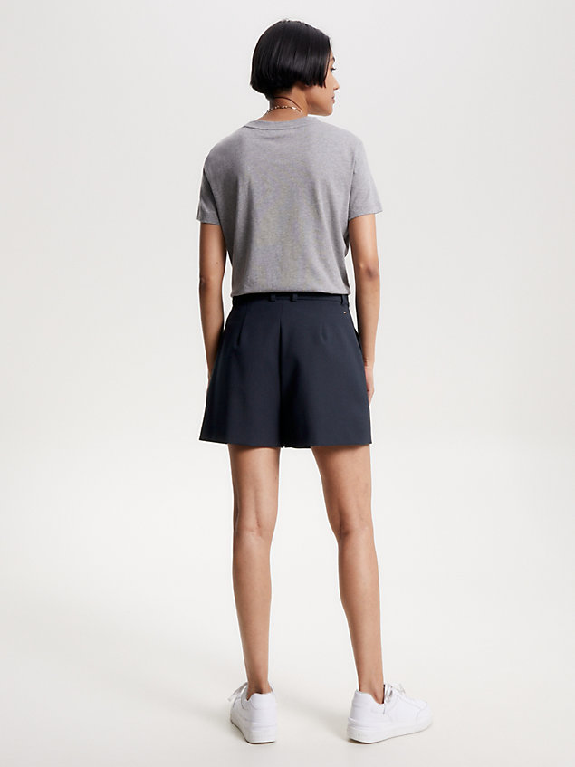 blue tailored relaxed fit twill shorts for women tommy hilfiger