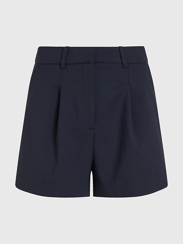 blue tailored relaxed fit twill shorts for women tommy hilfiger
