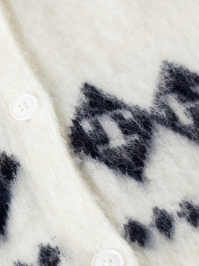 white oversized vest met v-hals en fair isle-patroon voor dames - tommy hilfiger