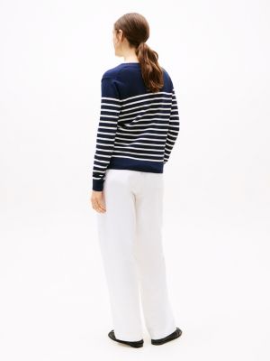 multi fine knit jersey v-neck jumper for women tommy hilfiger