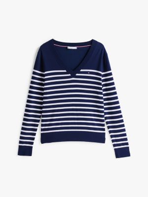 multi fine knit jersey v-neck jumper for women tommy hilfiger