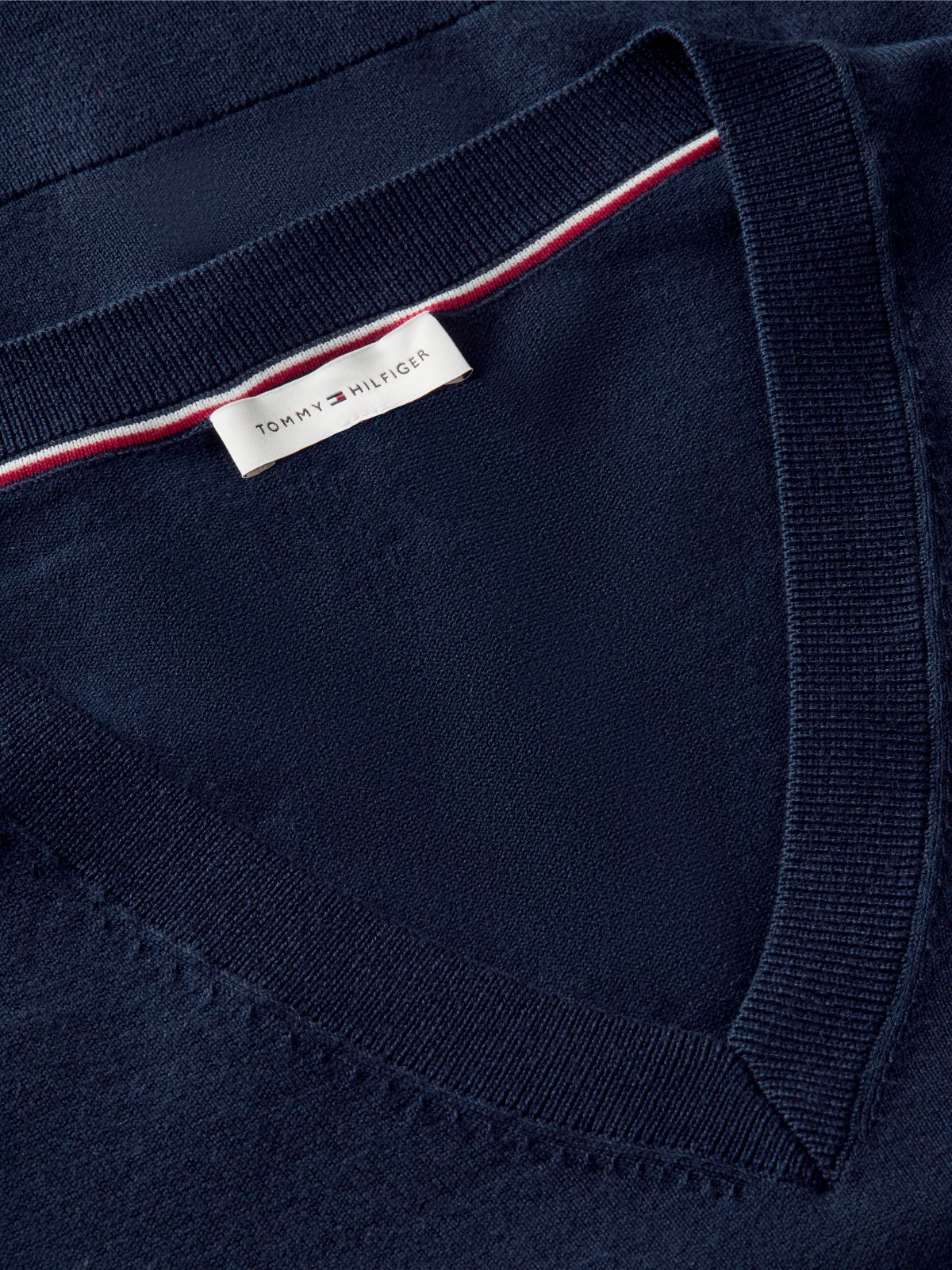 Gold-Tone Button Cuff V-Neck Jumper — Blue