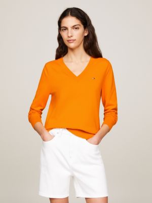 Orange tommy cheap hilfiger jumper