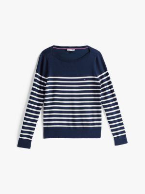 multi fine knit jersey boat neck jumper for women tommy hilfiger