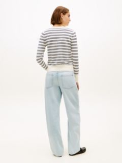 Gold-Tone Button Jersey Boat Neck Jumper — Beige 4