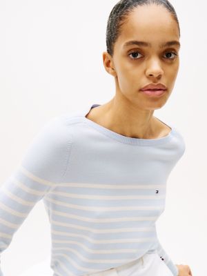 multi fine knit jersey boat neck jumper for women tommy hilfiger