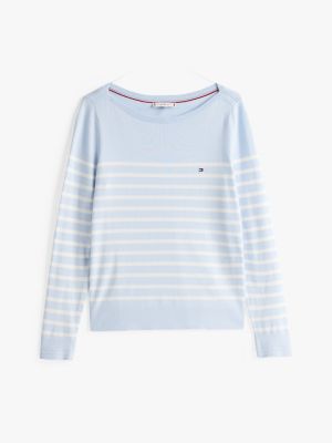 multi fine knit jersey boat neck jumper for women tommy hilfiger