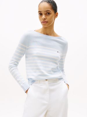 multi boat neck jersey jumper for women tommy hilfiger