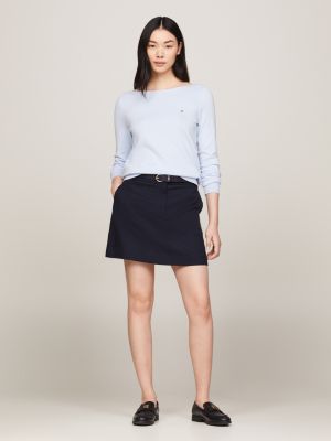 blau pullover mit aufgestickter flag für damen - tommy hilfiger