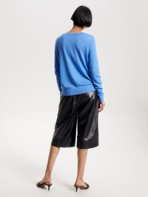 blue boat neck jersey jumper for women tommy hilfiger