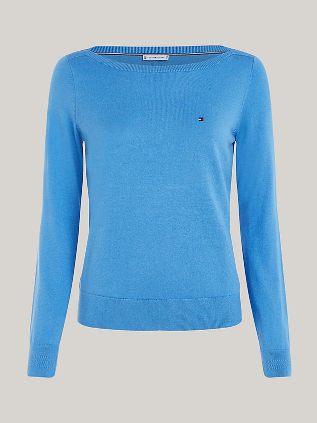 blue boat neck jersey jumper for women tommy hilfiger